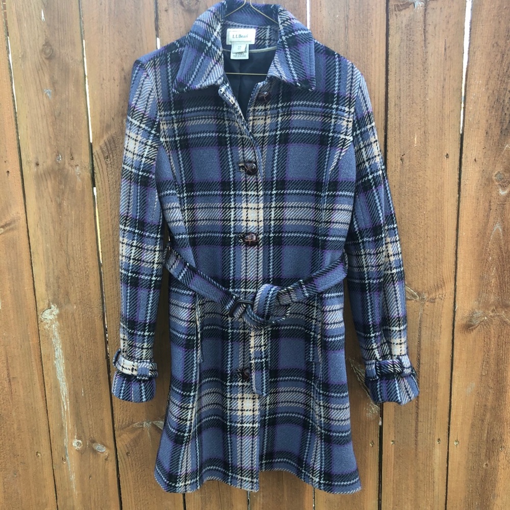 Vintage L.L. Bean Plaid Wool Coat